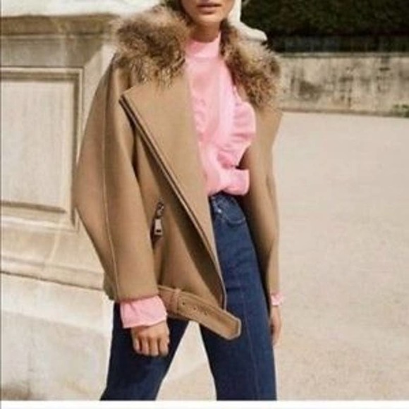 Faux Fur Moto Coat Tan 
